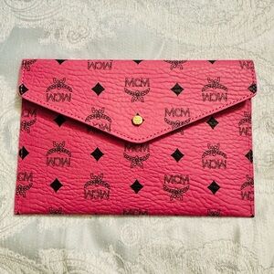 MCM Vibrant Pink Logo Clutch